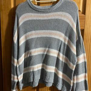 American eagle pink and grey long sleeve sweater